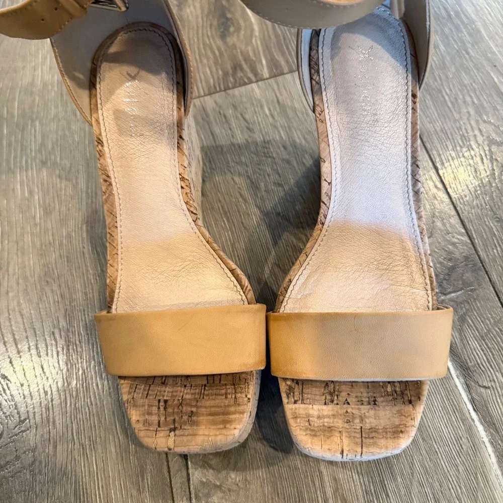 Madden Girl Amora Girls Size 6 Tan Cork Wedge Sandals Ankle Strap Open Toe